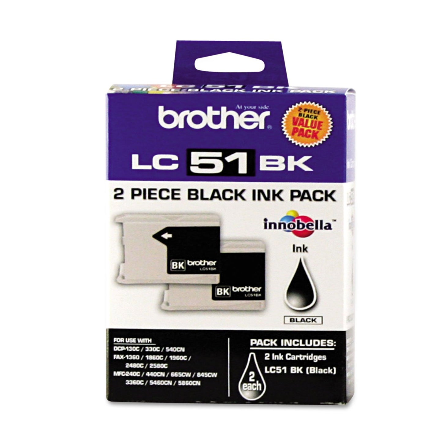 Brother LC512PKS LC512PKS Innobella Ink, Black, 2/PK