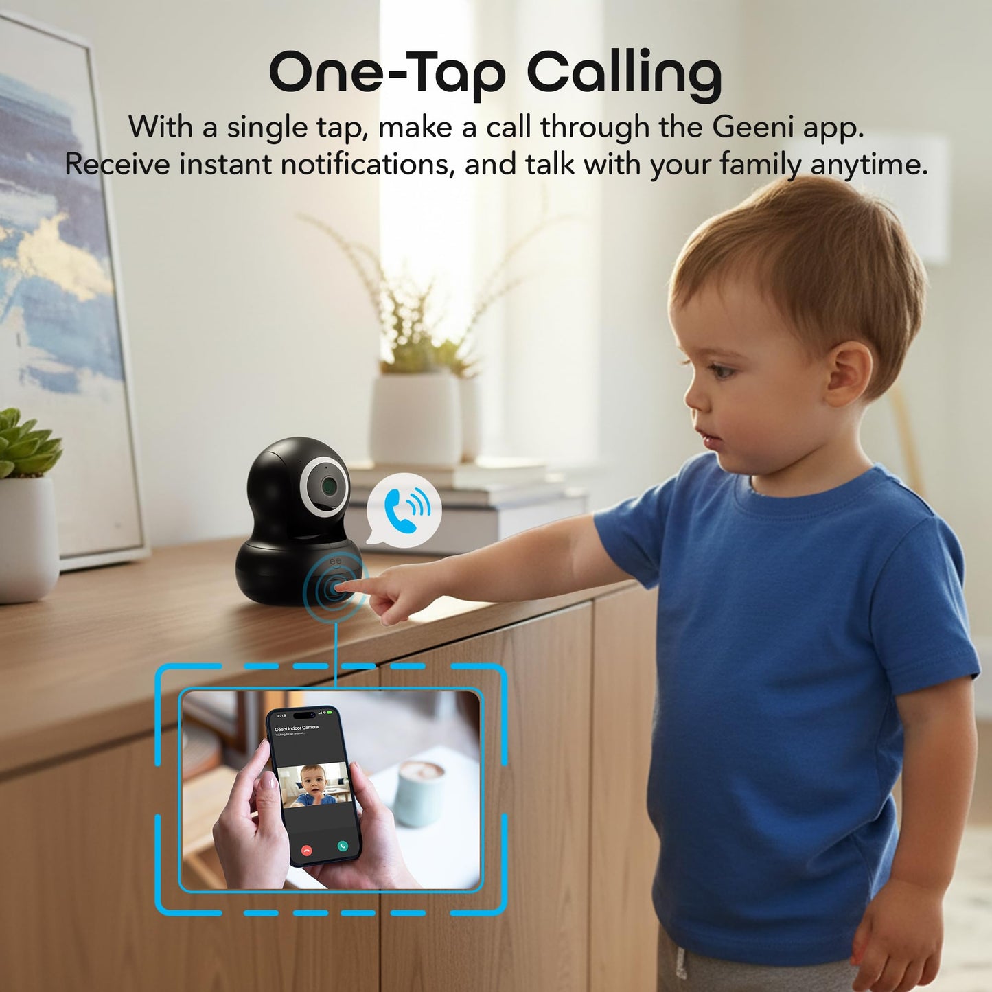 Geeni Sentinel Smart 2K Indoor Security Camera with Auto-Tracking - Dual-Band 2.4GHz & 5GHz WiFi, 2K HD Video, App & Voice Control, Motion Detection