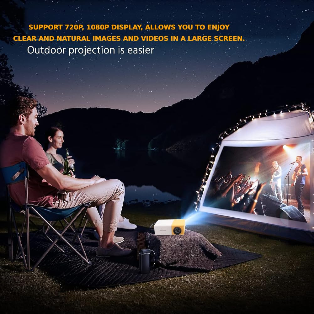 Smart Projector, Portable 6000 Lumens LED Mini Projector, 1080P Home Theater Video Projector Suitable for Outdoor Recreation and Home Theaters