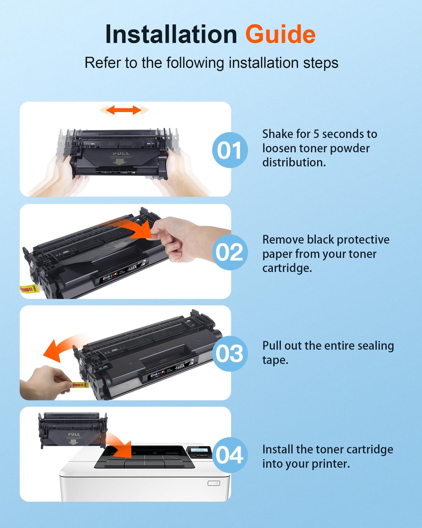 E-Z Ink Pro 148A Toner Cartridge 4001n 4101fdw Replacement for HP 148A Toner Cartridge W1480A 148X W1480X to Use with HP LaserJet Pro 4001n 4101fdw