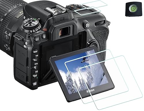 HUIPUXIANG TOP+Screen Protector for Nikon D7500 Camera(for Accessories) High Definition 9H Hardness Optical LCD Premium Glass Protective Cover [2+2