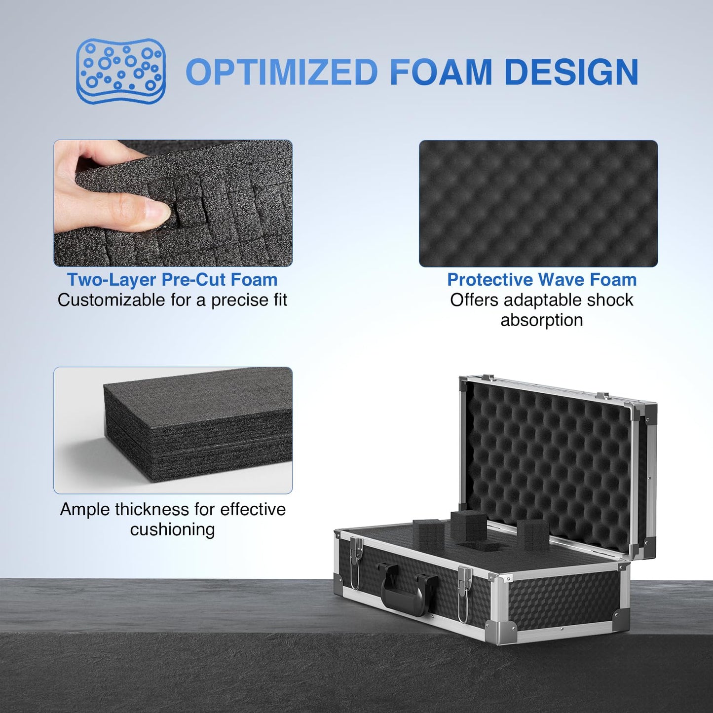 Phenyx Pro Aluminum Alloy Frame Carrying Case with Three-layer Pre-Diced Pick and Pluck Foam, Ideal 8-Channel Wireless Mic Systems Transportation