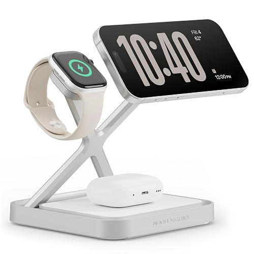 NOCO XGrid XDS3: 3-in-1 Wireless Charging Stand - Charging Station for iPhone, Apple Watch, and AirPods - MagSafe Compatible, Qi2 Certified - Includes