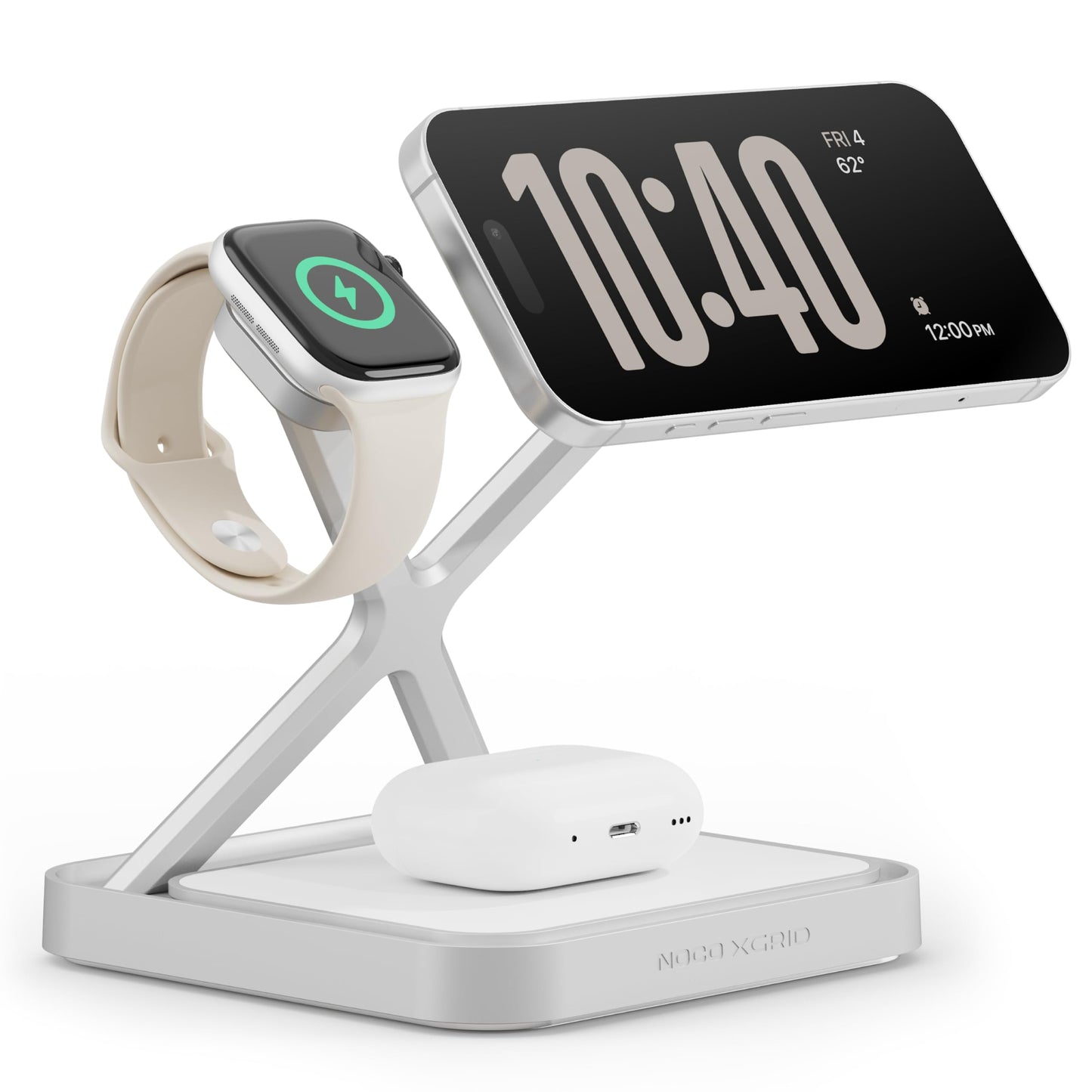NOCO XGrid XDS3: 3-in-1 Wireless Charging Stand - Charging Station for iPhone, Apple Watch, and AirPods - MagSafe Compatible, Qi2 Certified - Includes