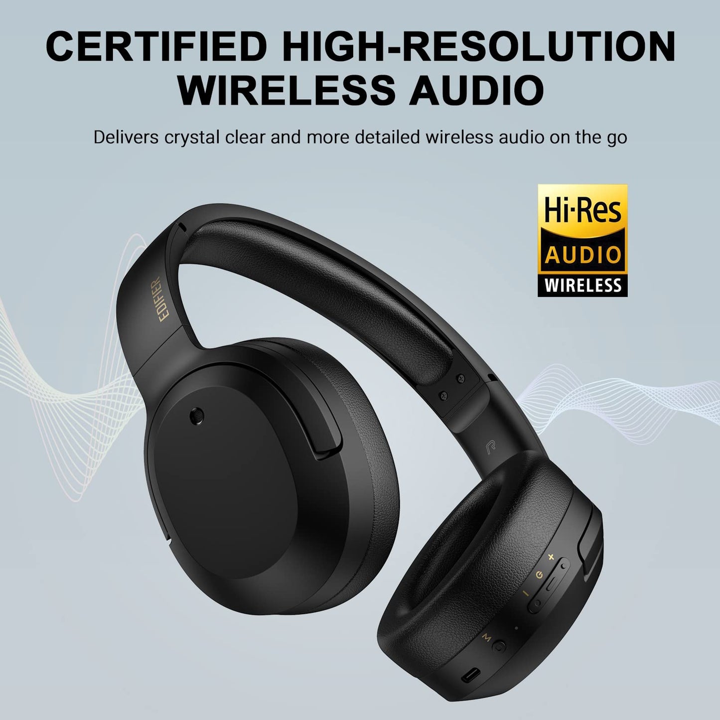 Edifier W820NB Plus Active Noise Cancelling Headphones, Wireless Over Ear Headphones with Hi-Res Sound, 49H Playtime, Bluetooth Headphones…
