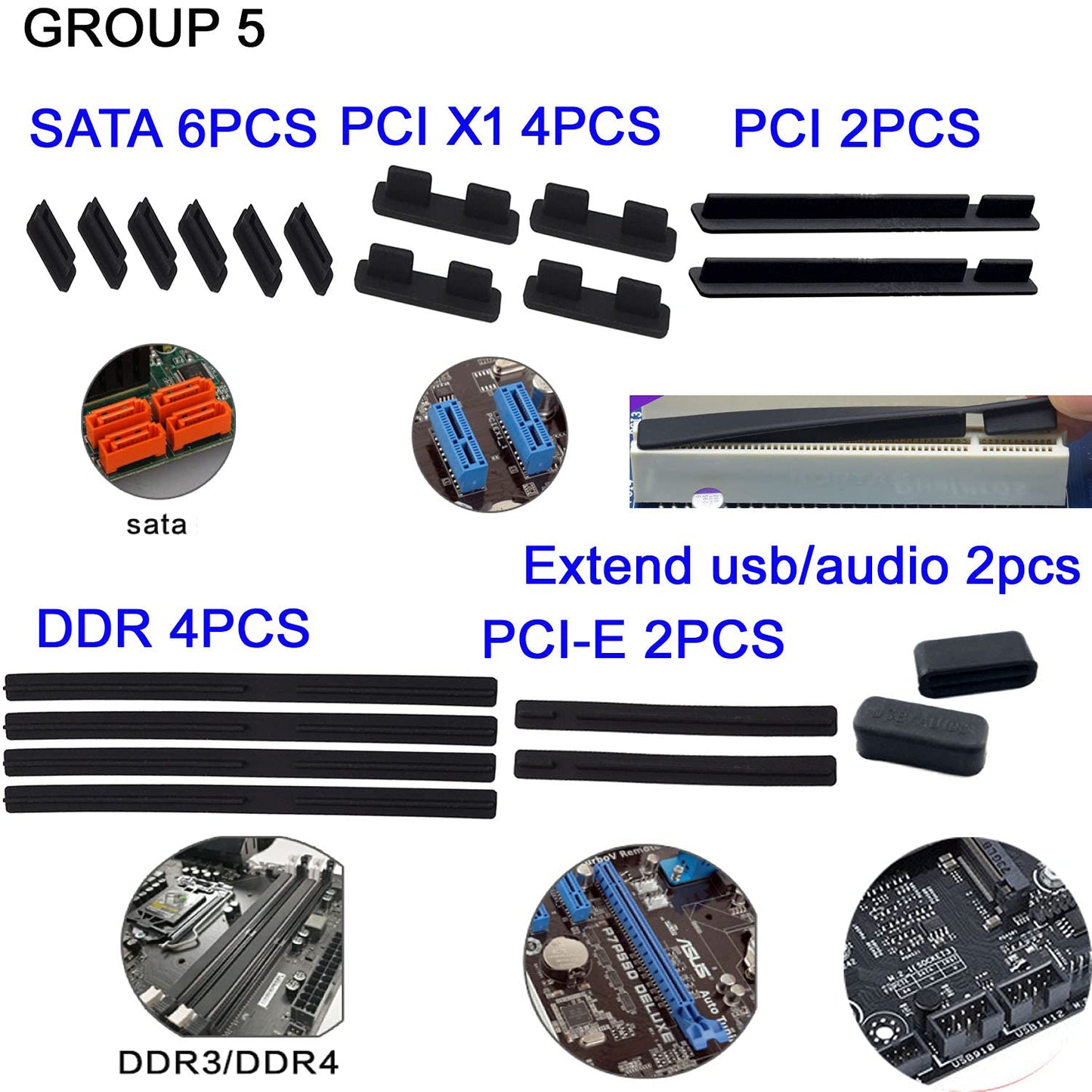 LAMPVPATH 80 PCS Computer Laptop and Motherboard Anti-dust Plugs, 25 Types of Port Anti-dust Covers Stoppers for Computer Laptop and Motherboard - DO