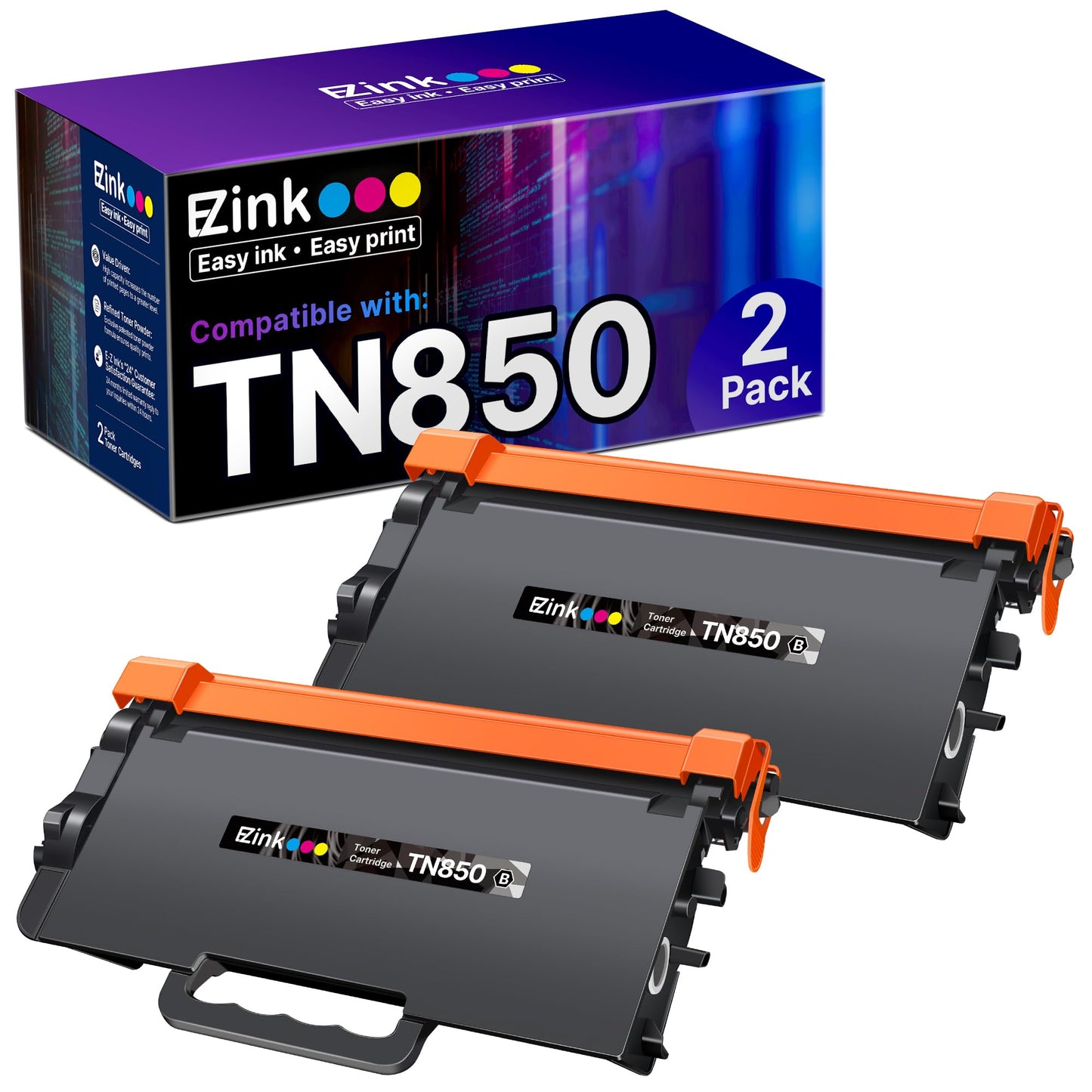 E-Z Ink TN850 Toner Cartridge Compatible for Brother TN 820 TN-850,2 Black