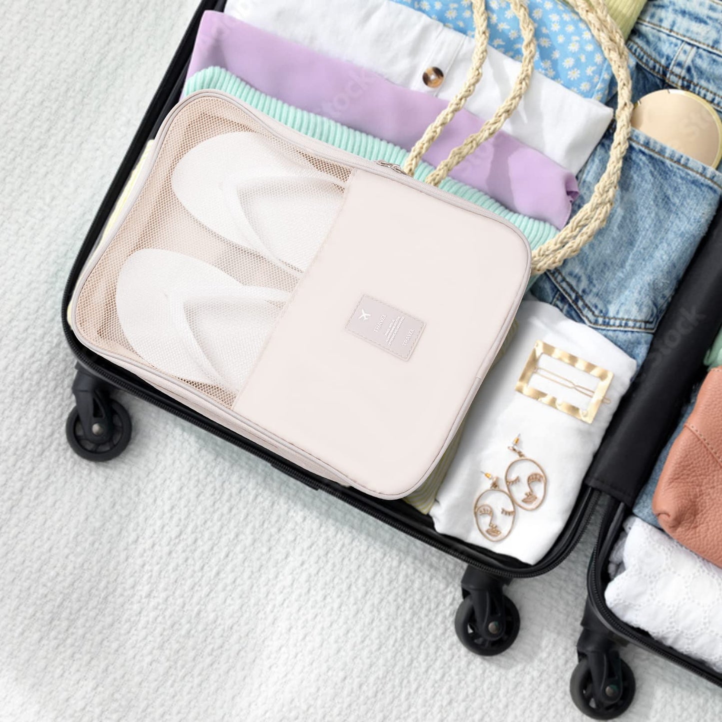 Eneteck Shoe Bags – Holds 3 Pairs, Travel Shoe Organizer for Carry-On Luggage & Flying Essentials