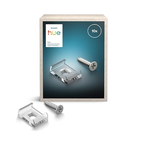 Hue Flux LED Strip Light Mounting Brackets, Accessories, Flexible Indoor Lighting, Easy Installation, Robust Transparent Clips, Screws and Adhesive