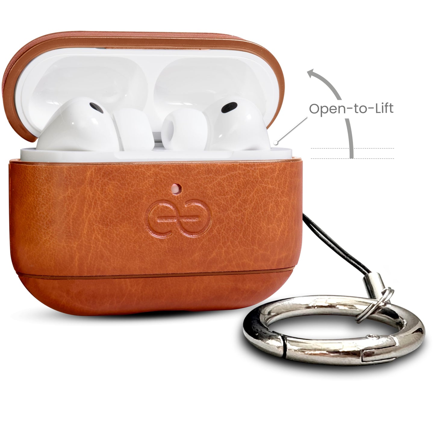 Dreem Real Leather AirPods Pro 3 Case Cover, Keychain Carabiner Clip, for Apple AirPods Pro 3 Case, Leather + Protective Hard Plastic Shell, MagSafe