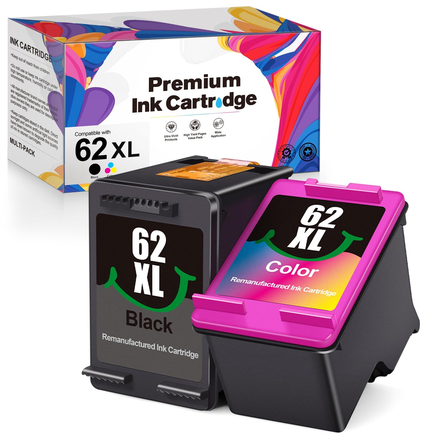 Valuetoner Remanufactured Ink Cartridge Replacement for 62 62XL Tri-Colo Works with 5540 5640 5660 7644 5740 5741 8040 200 250 Series Printer (1-Pack)