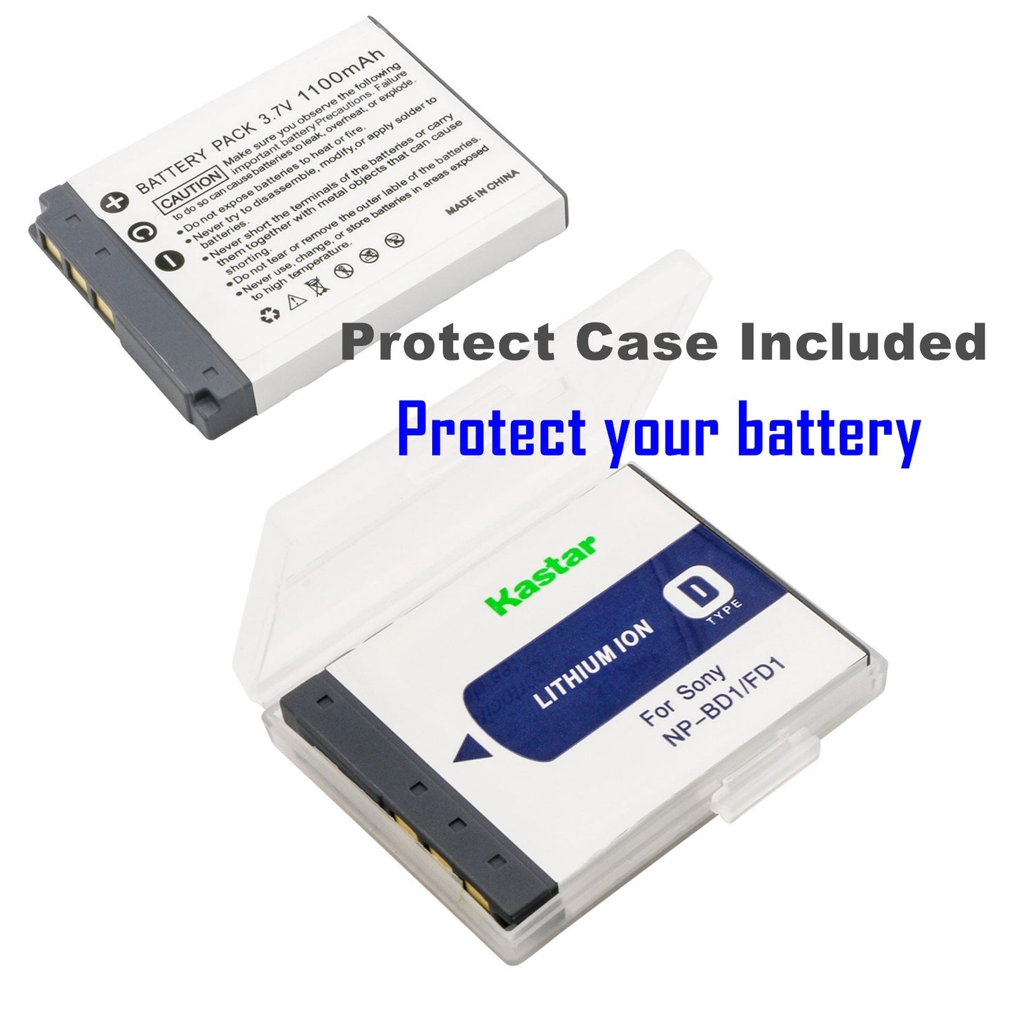 Kastar Battery (X2) & LCD Charger Replacement for Sony NP-BD1 NP-FD1 BC-CSD and Cyber-Shot DSC-G3 DSC-T2 DSC-T70 DSC-T75 DSC-T77 DSC-T90 DSC-T200