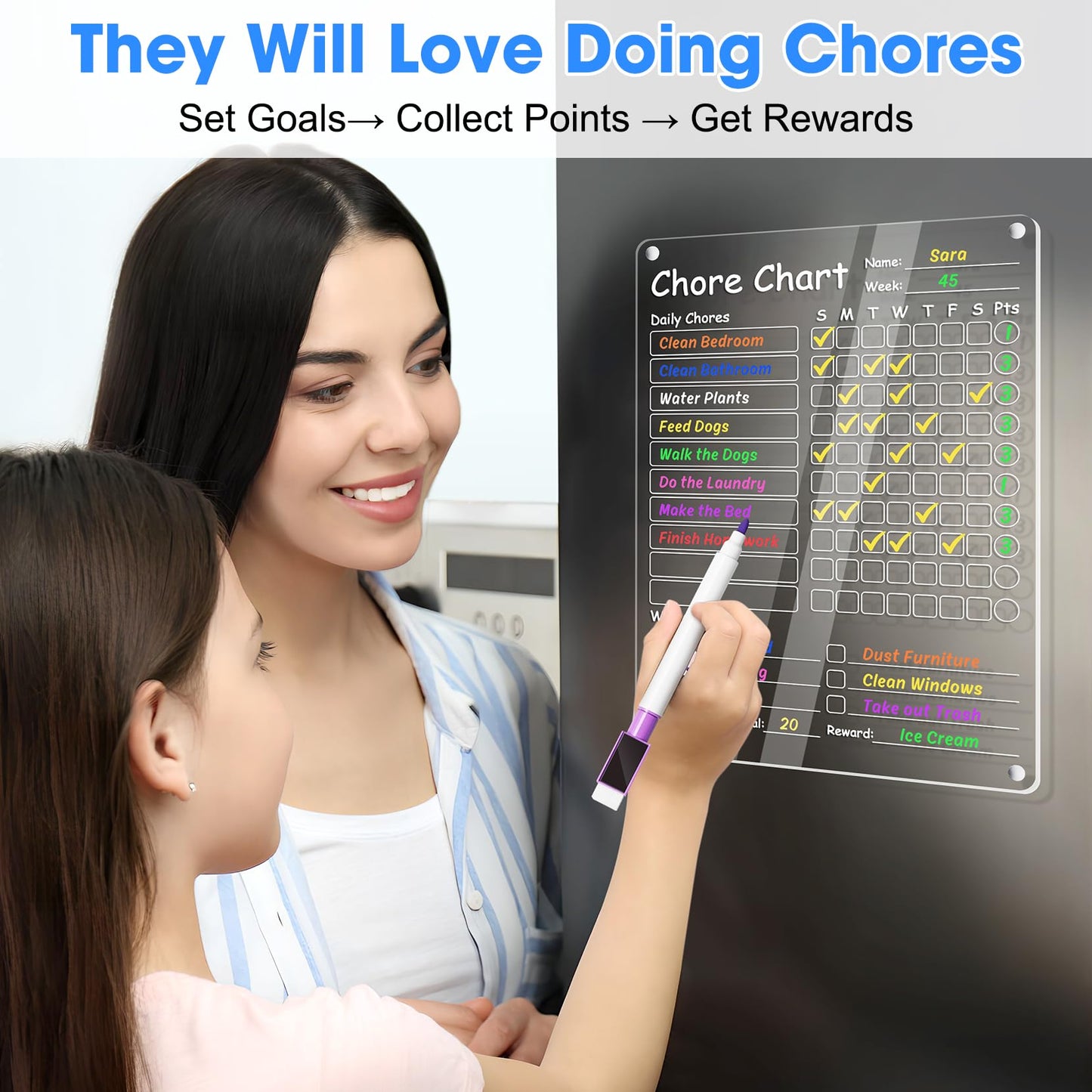 Acrylic Dry Erase Board Whiteboard for Fridge Meal Planner Menu Board for Kitchen to do List Shopping List Grocery List Family Dinner Refrigerator