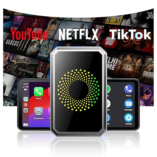 TOGUARDGO 3-in-1 Wireless Carplay Adapter Magic AI Box with YouTube TikTok APPs Upgrade Wired Car Play to Wireless Support USB Drive for iPhone 10+
