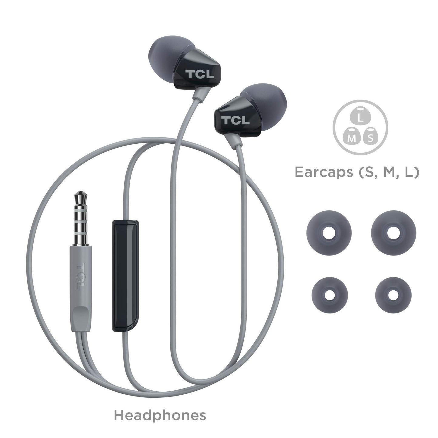TCL SOCL100BK Socl 100 in-Ear Earbuds Wired Headphone with Passive Noise Isolation and Built-in Mic - Phantom Black