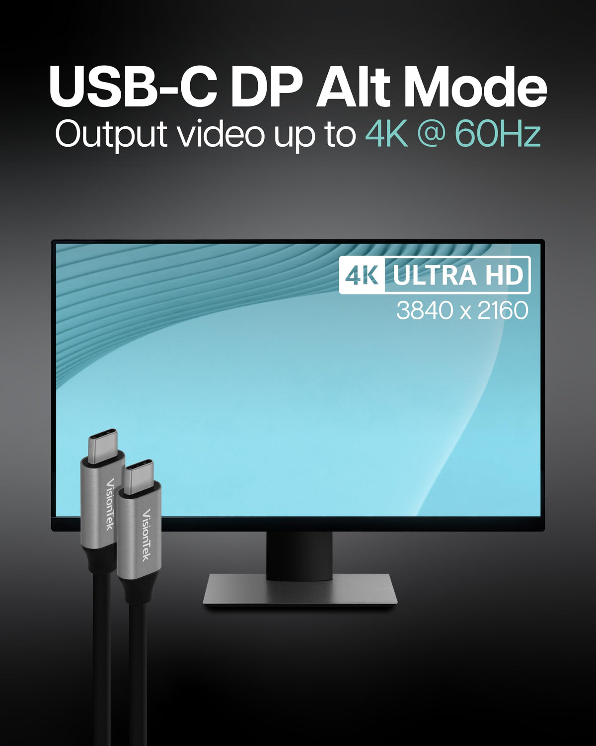 VisionTek USB-C Cable USB 3.1 Gen 2 (3.3ft) - 100W 10Gbps, DP Alt Mode