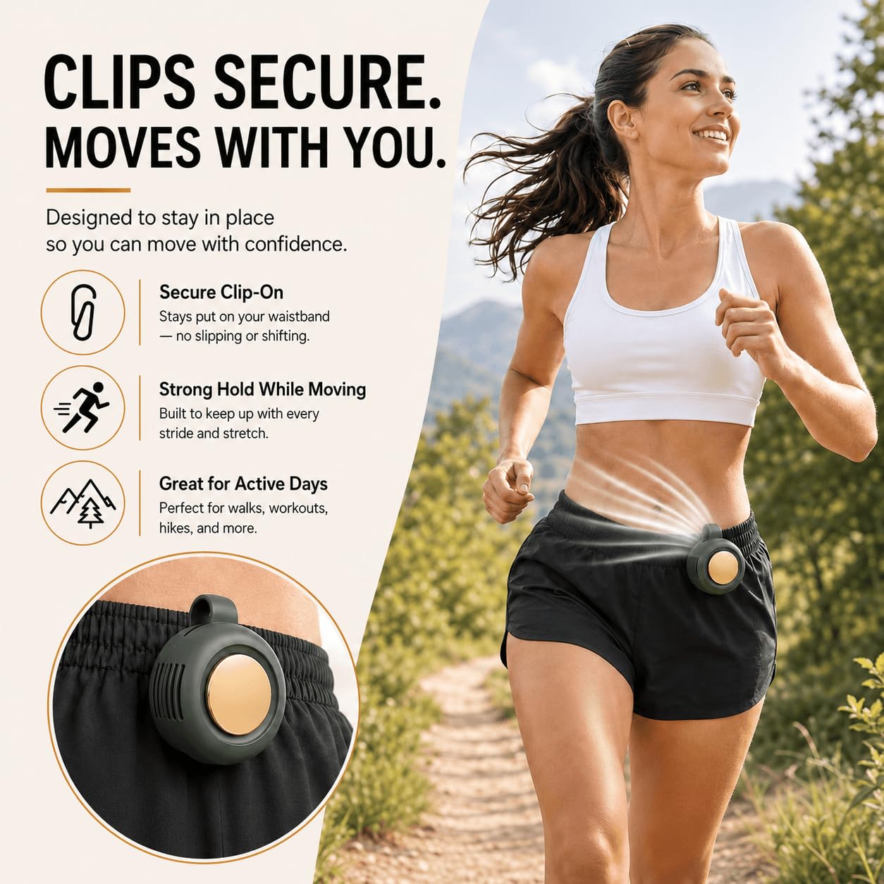 Amenorson Clip On Fan - Bladeless Cooling Fan, 3 Speeds