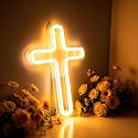 Neonawall Cross Neon Sign for Wall Decor Light Up Letters Religious Led Sign Birthday Party Gifts Led Decorative Night Signs Room Decor Christmas Gift