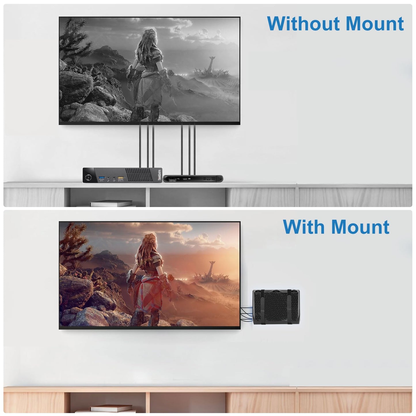 Universal Wall and VESA Mount for Micro PC, UPS Units, WiFi Router, Cable Modem and Other Electronic Devices Adjustable Strap Mount Bracket for Dell