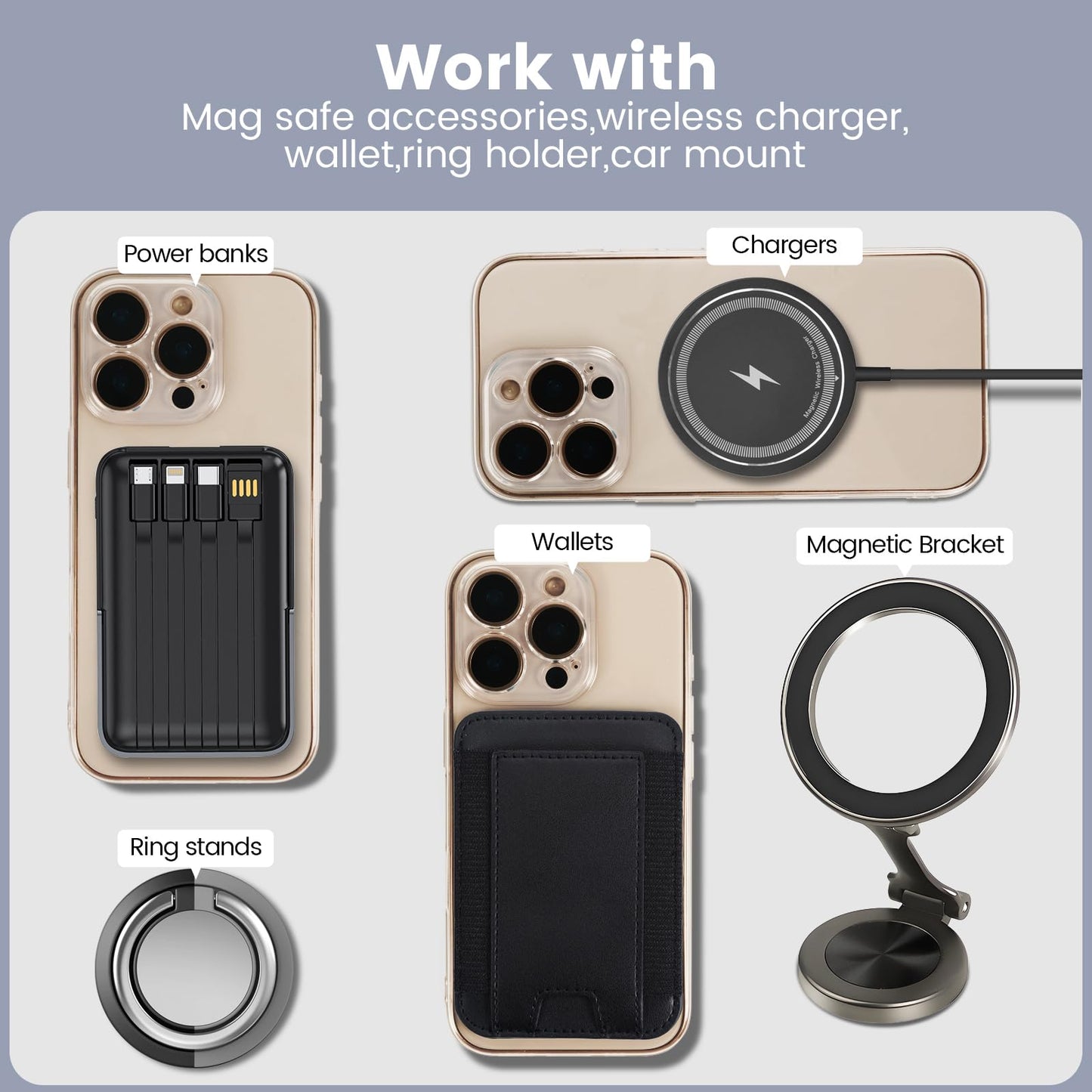 3Black for MagSafe Ring Sticker,Universal Metal Ring Compatible with MagSafe Accessories,for Phone/Samsung/Google Phone Case,Work with Magnetic