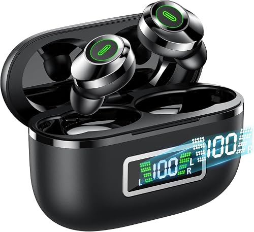 CAGPMEOL Wireless Earbuds, Bluetooth 5.4 Headphones in Ear with Mic HiFi Stereo Noise Reduction, Wireless Earphones IP7 Waterproof Touch Control LED