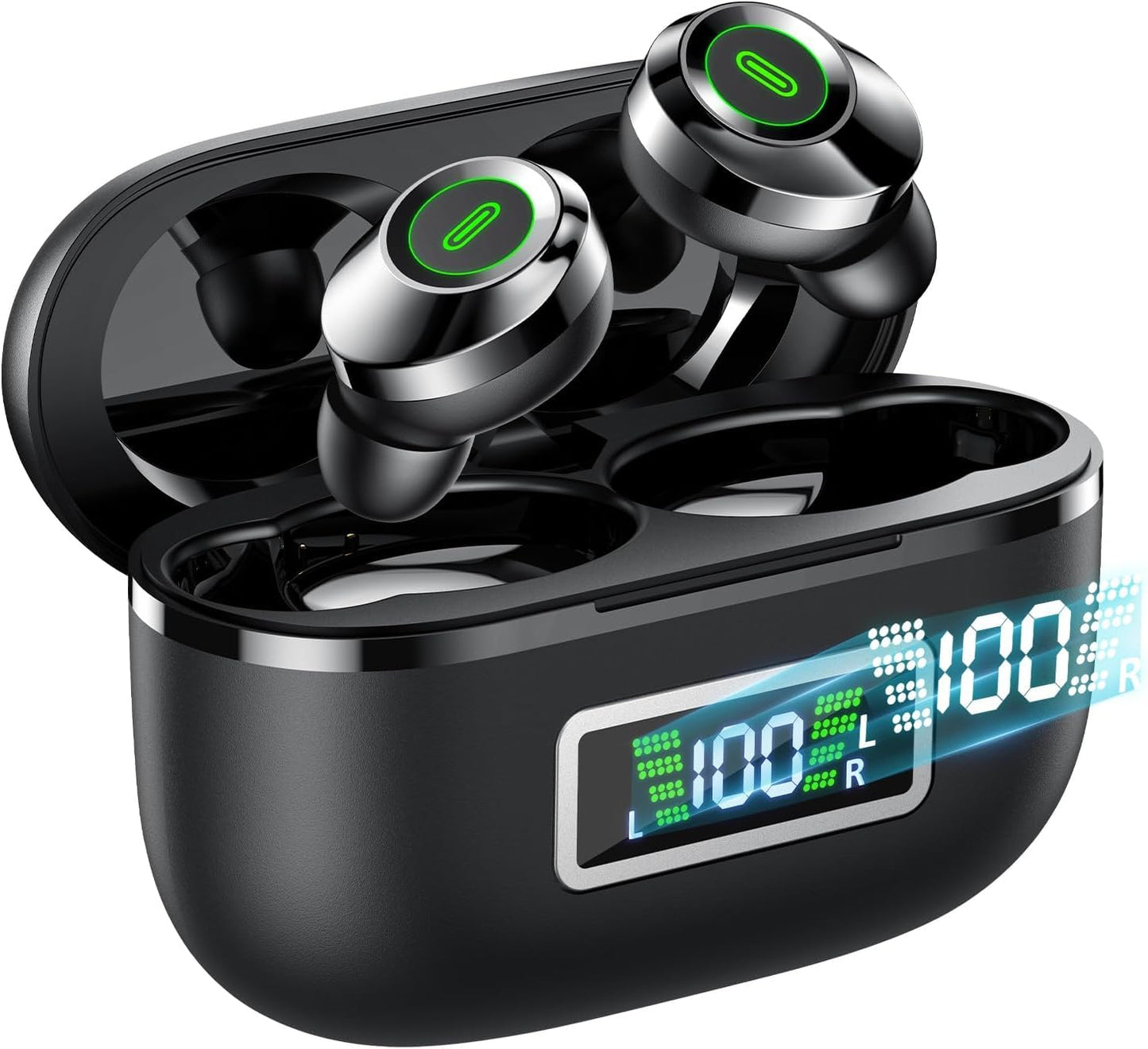 CAGPMEOL Wireless Earbuds, Bluetooth 5.4 Headphones in Ear with Mic HiFi Stereo Noise Reduction, Wireless Earphones IP7 Waterproof Touch Control LED