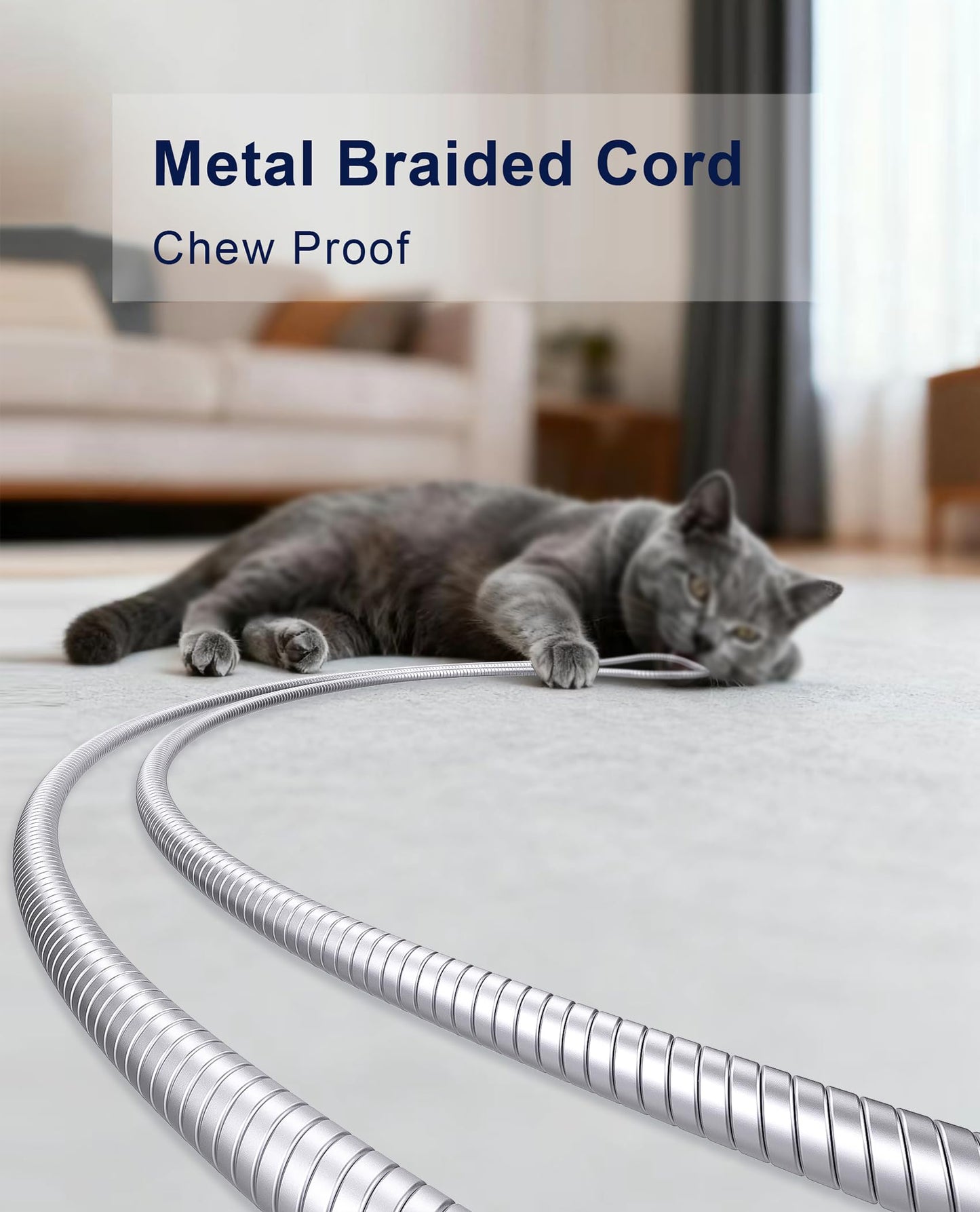 clickfish USB C to USB C Cable 6.6ft, 60W Fast Charging & Data Sync, Indestructible Metal Braided Cat/Dog Chew Proof Charger Cord for iPhone 16/15