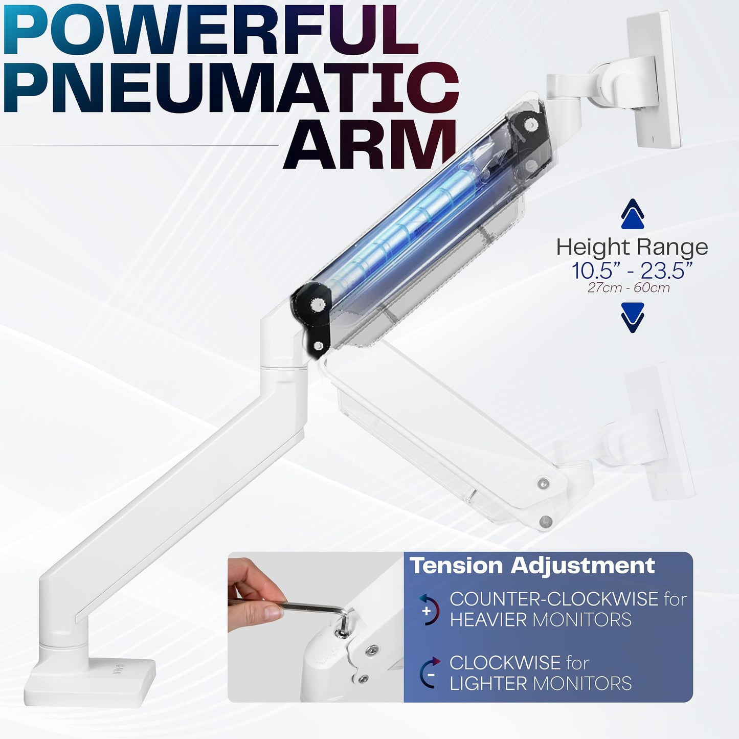 VIVO Premium Aluminum Heavy Duty Monitor Arm for Ultrawide Monitors up to 49 inches and 33 lbs, Single Desk Mount Stand, Pneumatic Height, Max VESA