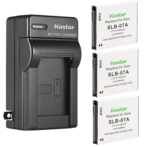 Kastar 3-Pack SLB-07A Battery and AC Wall Charger Replacement for Samsung ST Series, ST45, ST50, ST500, ST510, ST550, ST560, ST600, TL Series, TL90