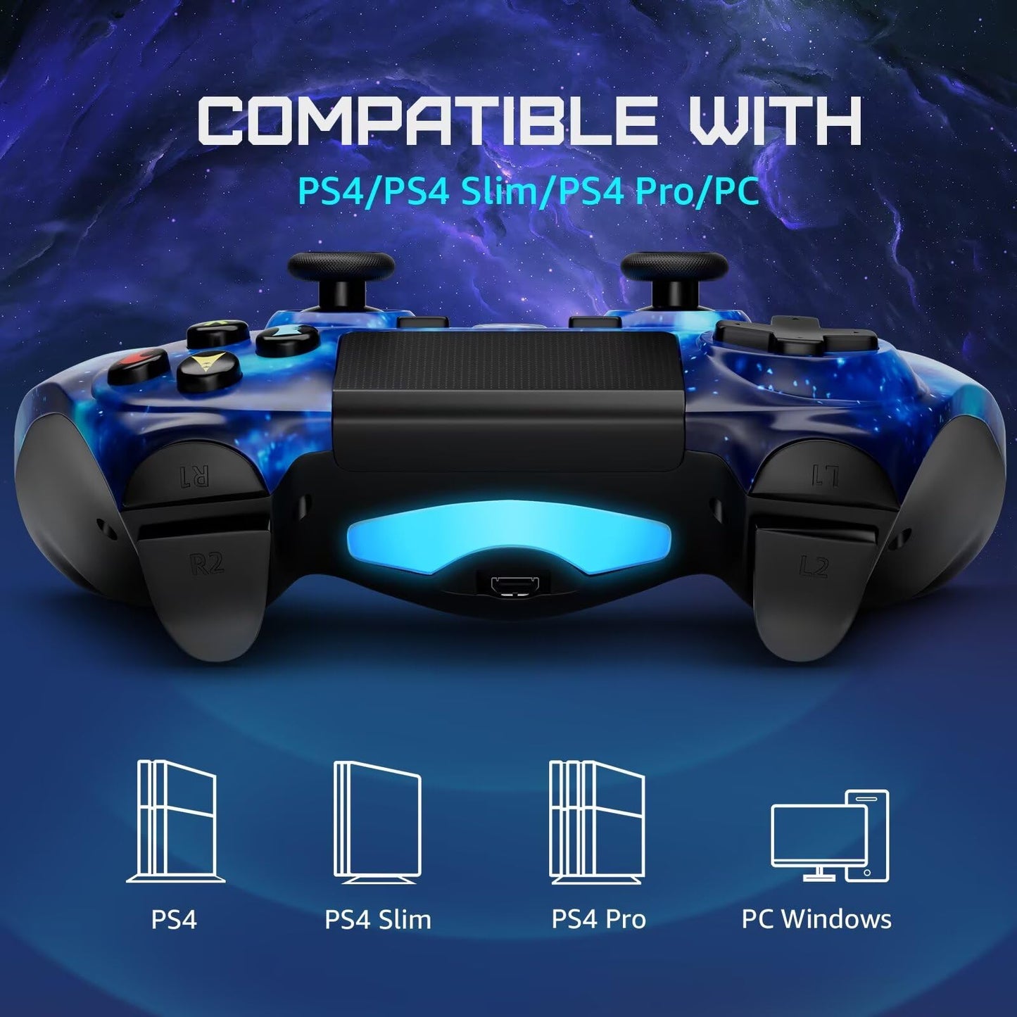 Controller for PS4, Wireless Controller for Sony PlayStation 4/Slim/Pro, Remote Control with Double Vibration, 6-axis Motion Sensor, Speaker, 3.5mm