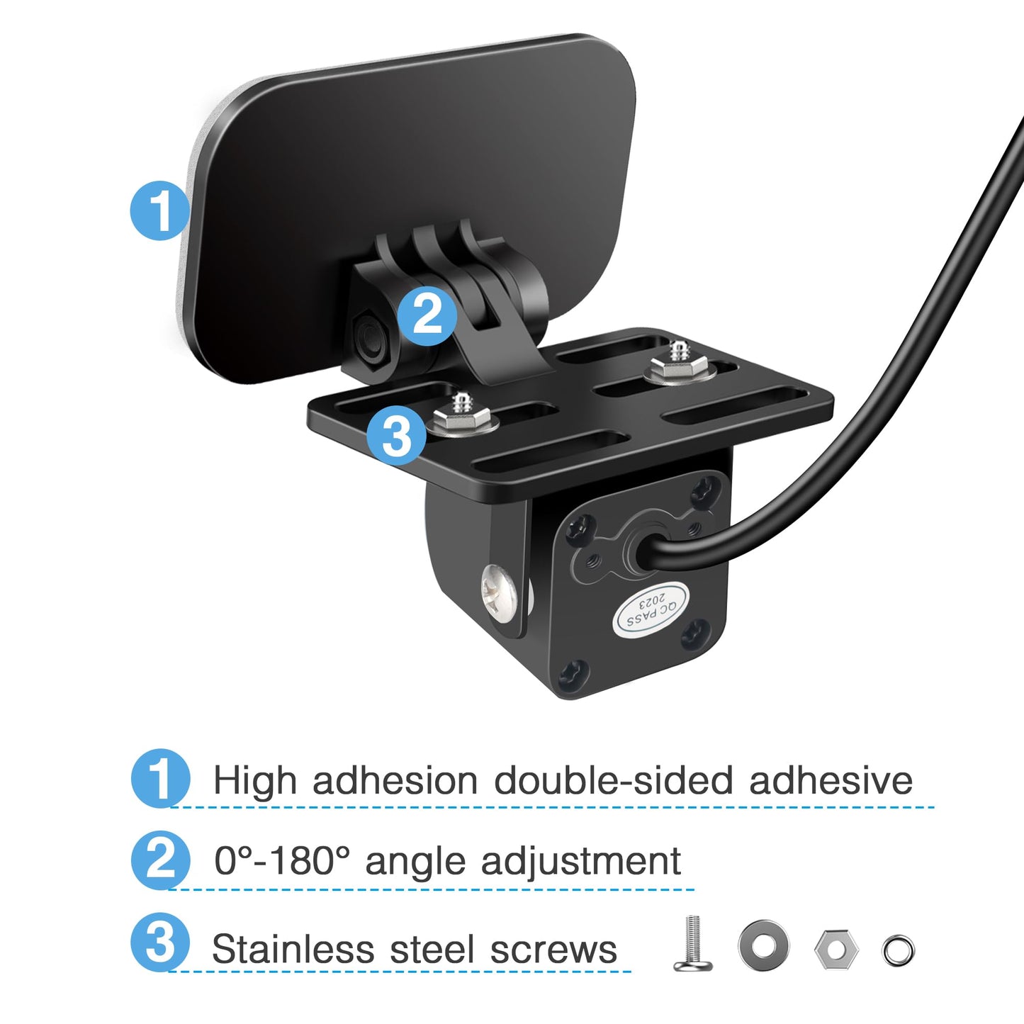 Naponal Dash Cam Rear Camera Mount(2 PCS), Universal Rear View Camera Rear Window Mount, Mirror Camera Rear Windshield Backup Camera Bracket, Car