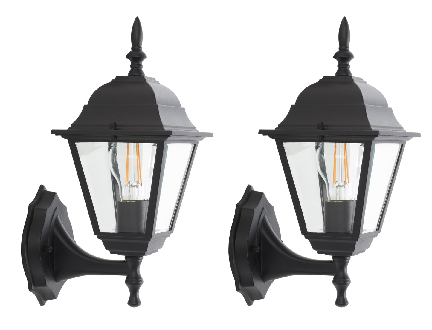 SAFAVIEH Lighting Collection Rhion Black Outdoor Wall Sconce Set of 2 Light Fixture (LED Bulbs Included)