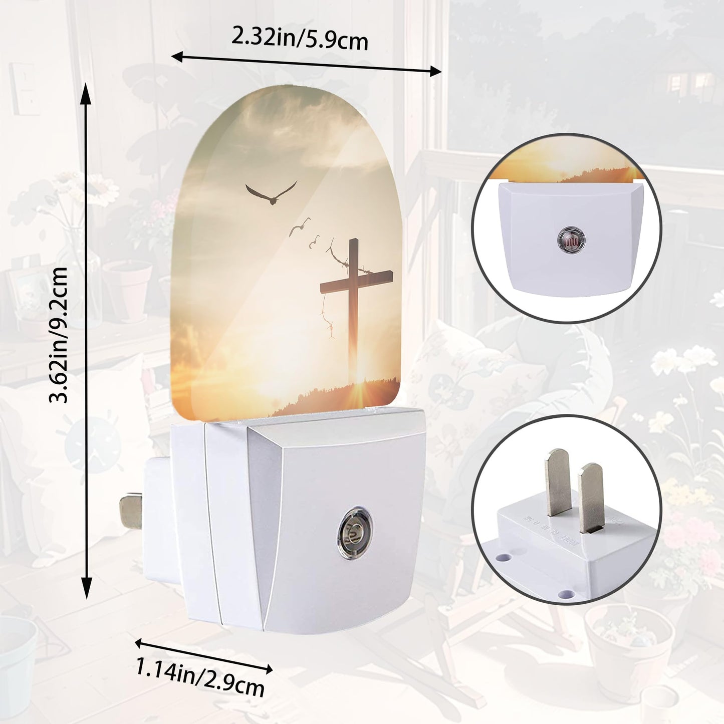 Christian Dawn Cross Night Light,Night Lights Plug into Wall with Dusk to Dawn Sensor,Lamp for Bedroom Bathroom Hallway Nightlight for Women Girls