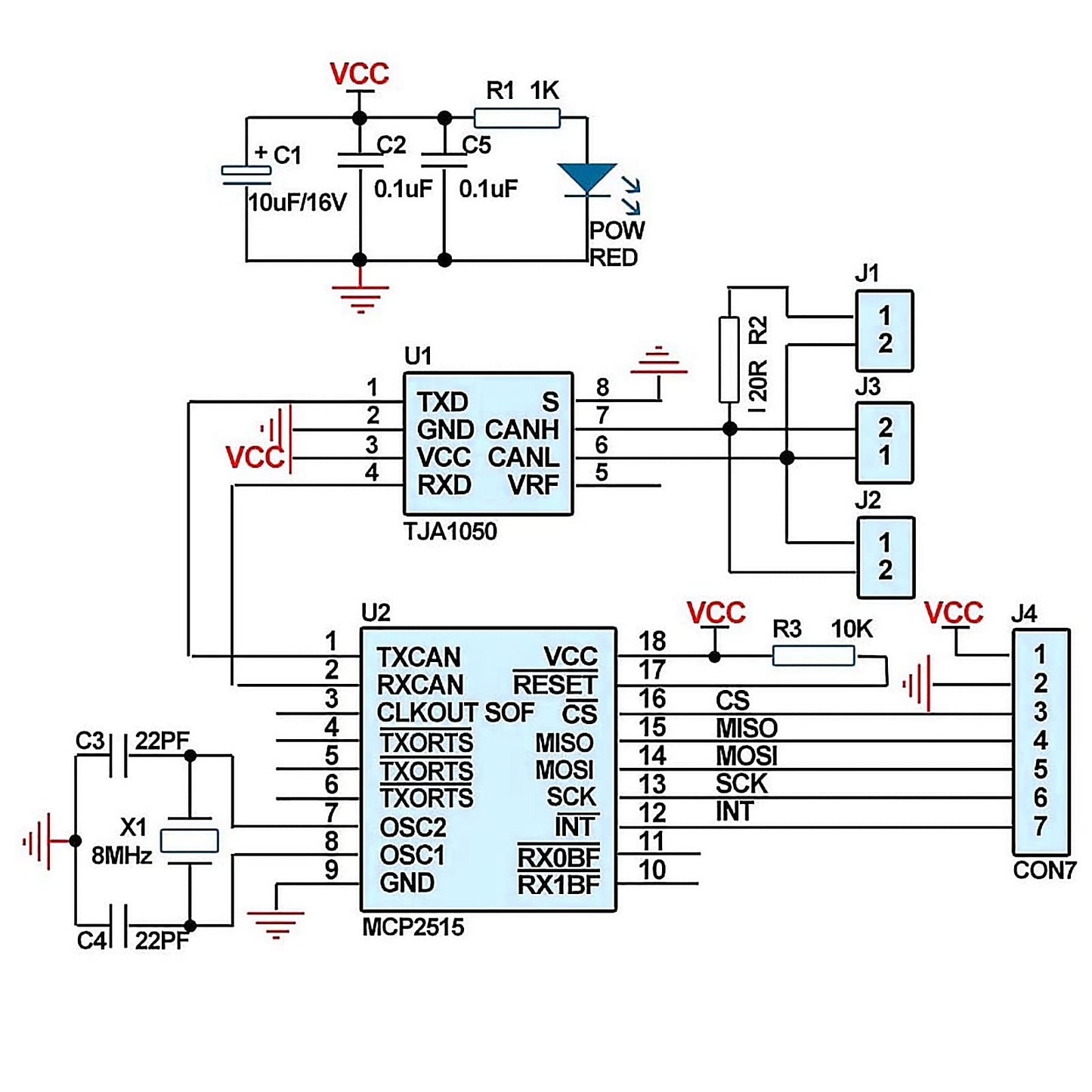 AEDIKO 2pcs MCP2515 CAN Bus Module TJA1050 Receiver SPI Module DC 5V Power Supply Converter