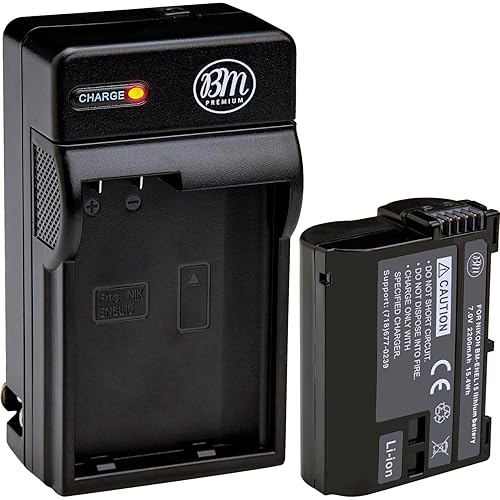BM Premium EN-EL15B Battery and Battery Charger for Nikon Z6, Z7, D780, D850, D7500, 1 V1, D500, D600, D610, D750, D800, D800E, D810, D810A, D7000
