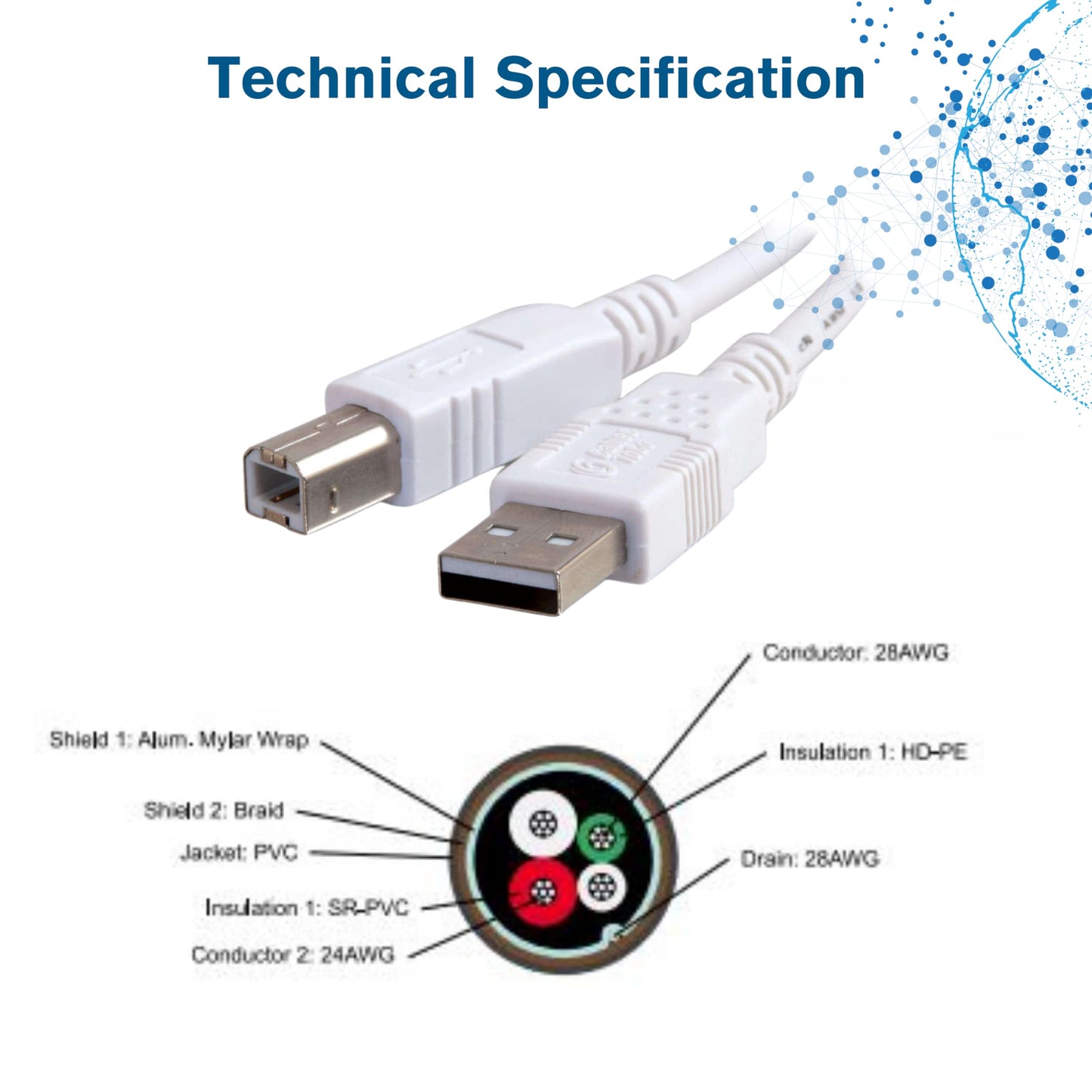 C2G/Cables to Go 2m USB Cable - USB 2.0 A to B Cable White (6.6ft)