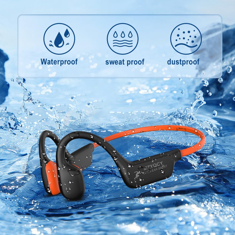 MZYQCY Bone Conduction Headphones,Open Ear Wireless Bluetooth 5.4 Headphones with Mic?IPX6 Waterproof Sport Bluetooth Headset?15H Playback?