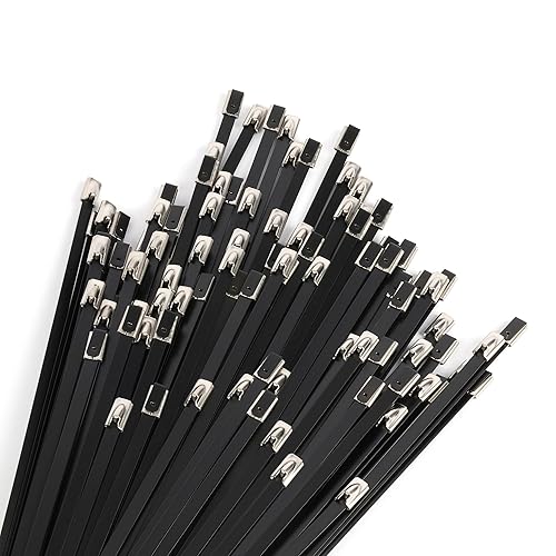U.S. Solid Metal Zip Ties 11.81 inch Long 100pcs 304 Stainless Steel Heavy Duty Self-locking Cable Ties Suitable for Machinery Vehicles Farms Pipes