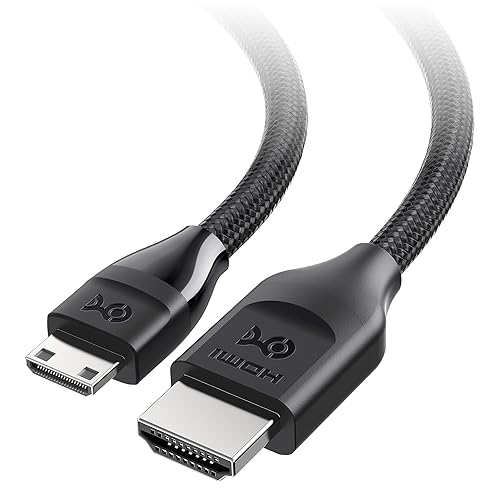 Cable Matters 48Gbps 8K Mini HDMI to HDMI 2.1 Cable - 6.6ft, Supports 8K@60Hz / 4K@240Hz with HDR, MiniHDMI Cable Works with DSLR Camera, Camcorder