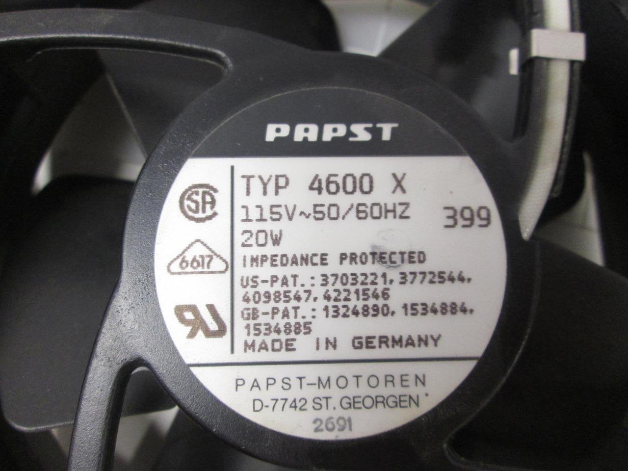 Ebm-Papst Axial Fan, 119Mm X 119Mm X 38Mm, 115Vac - 4600X