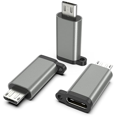 USB-C to Micro USB Adapter, 3-Pack USB Type C Female to Micro USB Male Converter USB C to Micro B 2.0 Charge & Data Sync Compatible with Samsung…