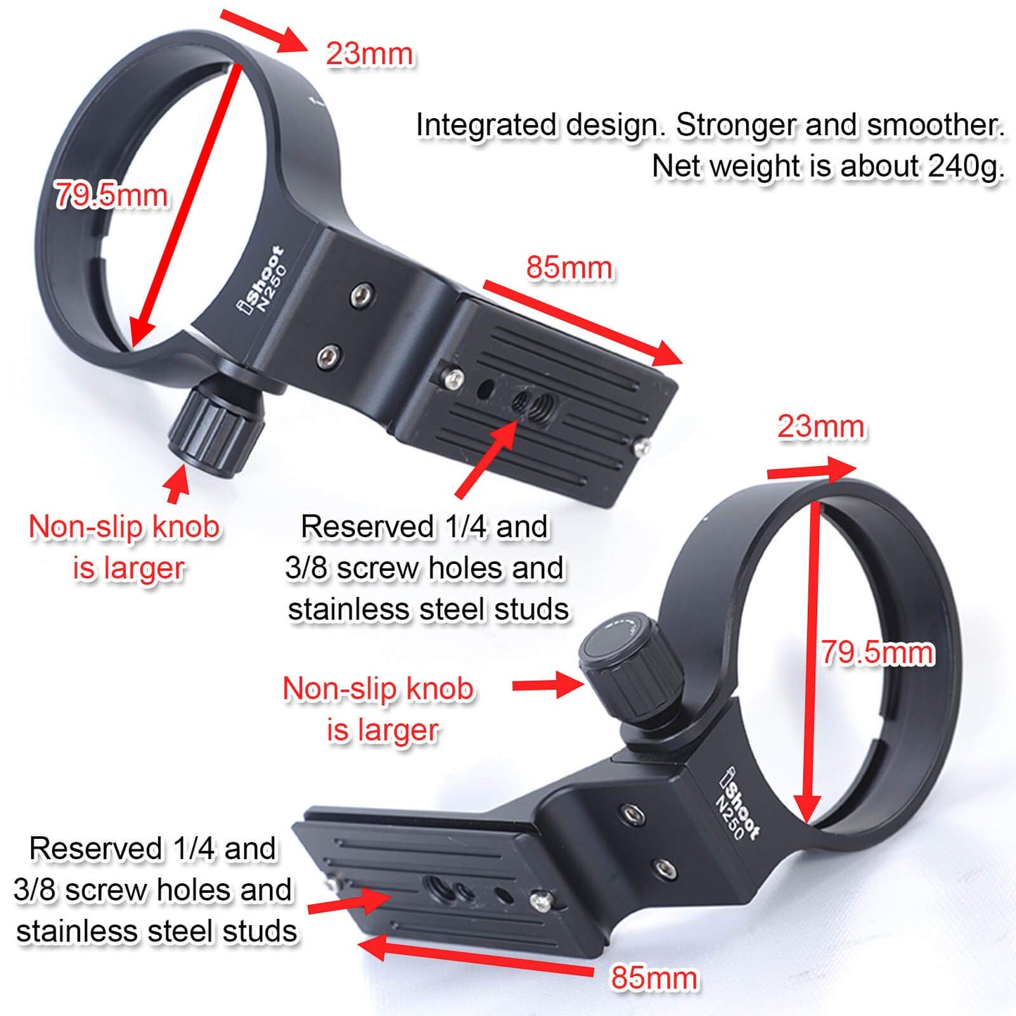 Camera Metal Replacement 79mm Lens Collar Tripod Mount Ring for Nikon AF-S NIKKOR 200-500mm f/5.6E ED VR Lens 20058, Built-in Arca-Swiss Type Quick