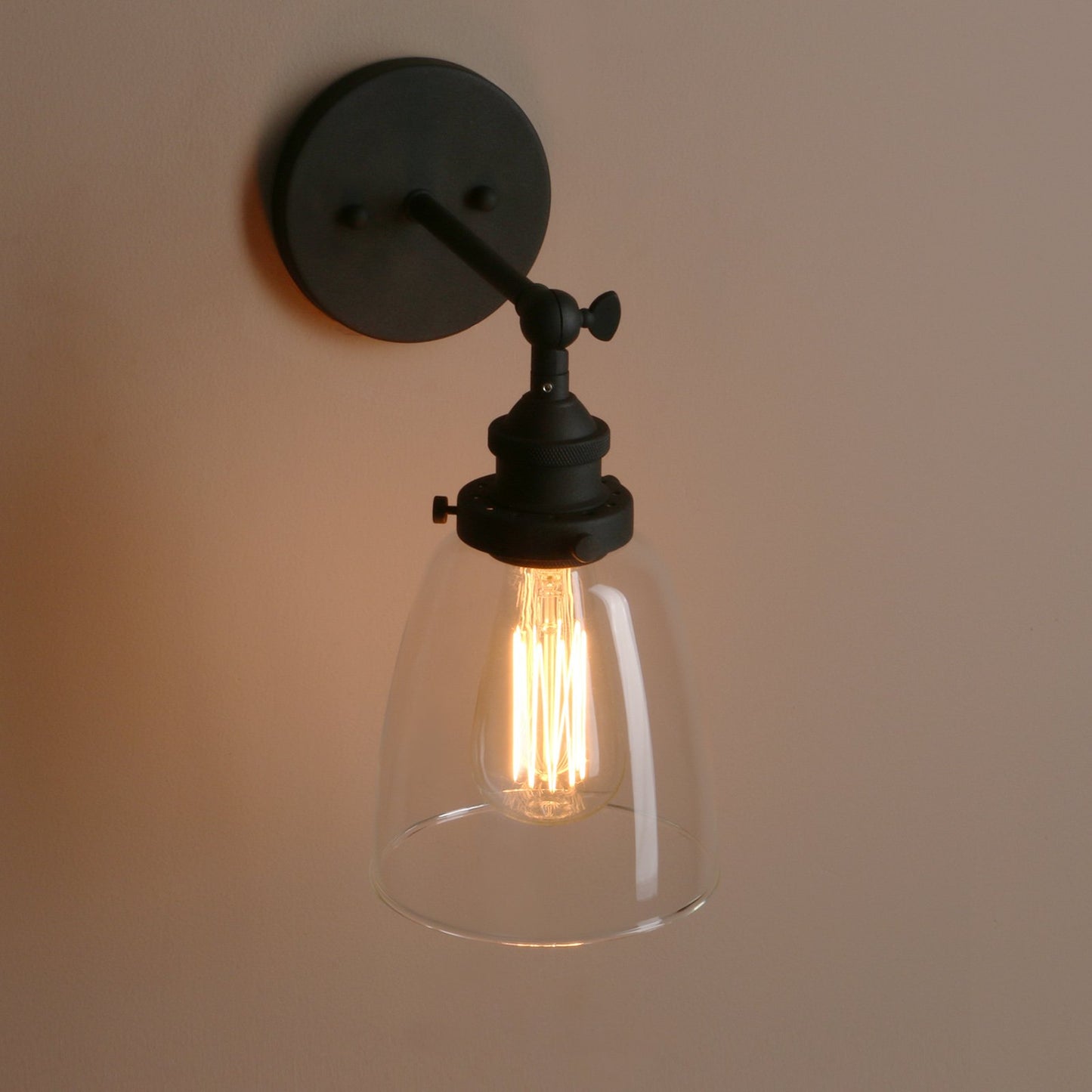 Pathson Vintage Wall Sconce with Clear Glass, Hardwired Wall Vanity Light Fixtures, Wall Mounted Lamp for Farmhouse Bedroom Bathroom Vanity Mirror