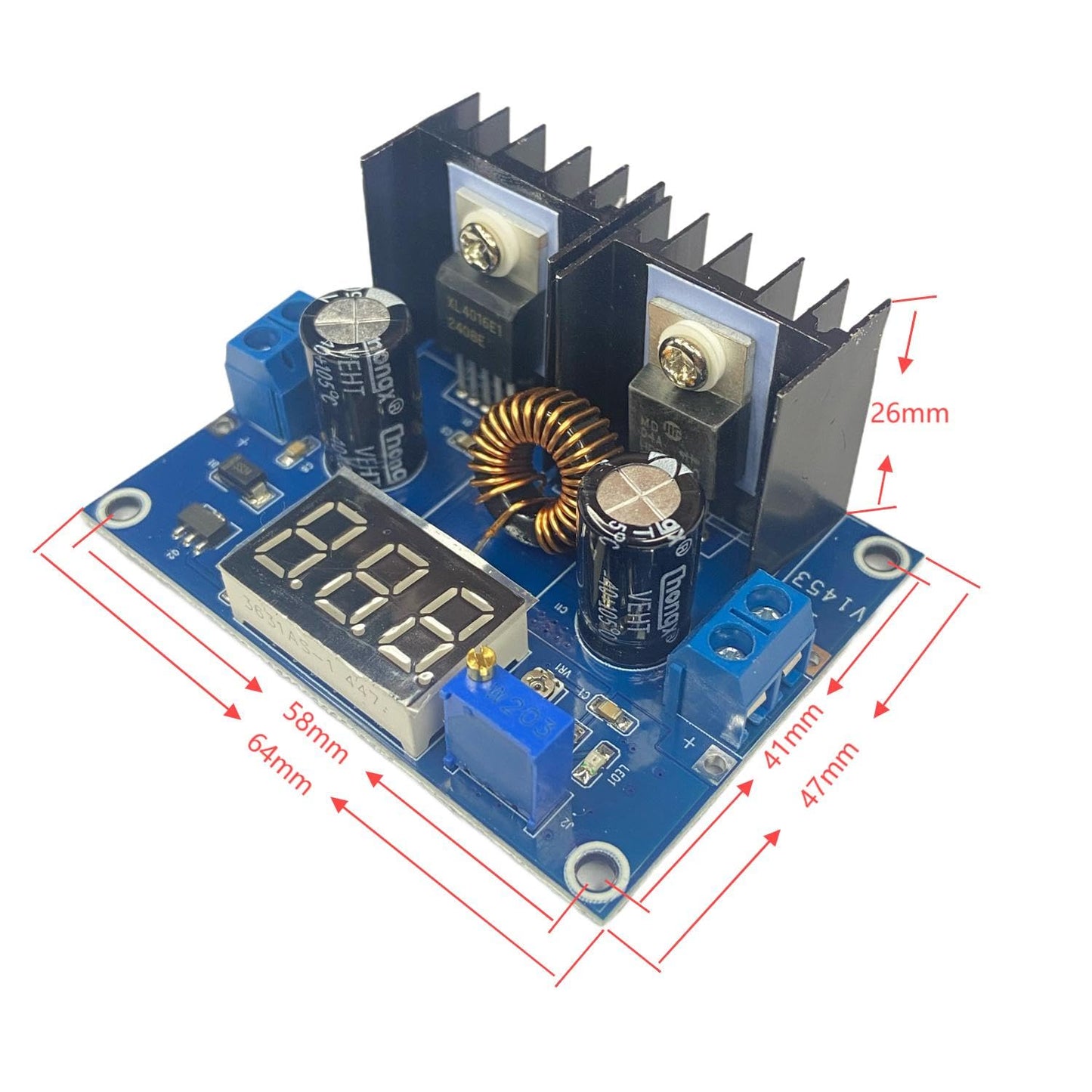 XL4016 DC-DC Buck Converter, 5V/12V/15V/24V Adjustable, 4-38V to 1.25-36V 8A High Power with Display, Step-Down Module for DIY/Automation