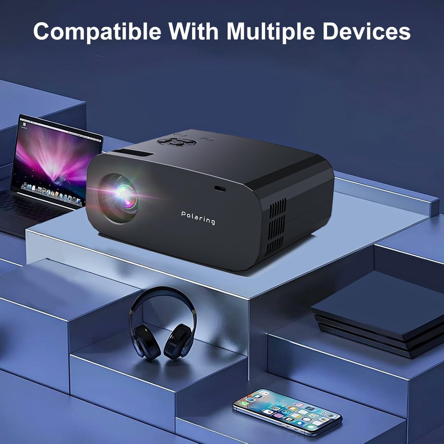 Mini Projector with WiFi and Bluetooth,4K Smart 1080P Portable Outdoor Movie Proyector with Android 13 & Built-in Apps, Auto Vertical