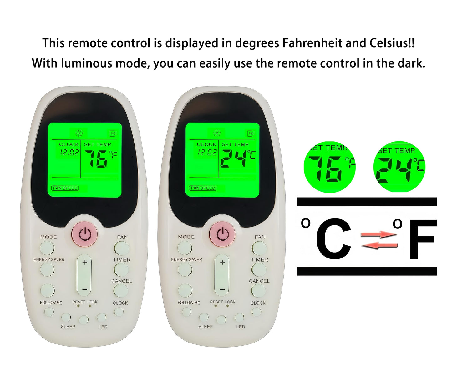 Replacement Remote Control for Midea Arctic King Comfort-aire Window Air Conditioner R09B/BGE R09B/BGCE R09A/BG(C) E R09B/BG(C) E R09C/BG(C) E