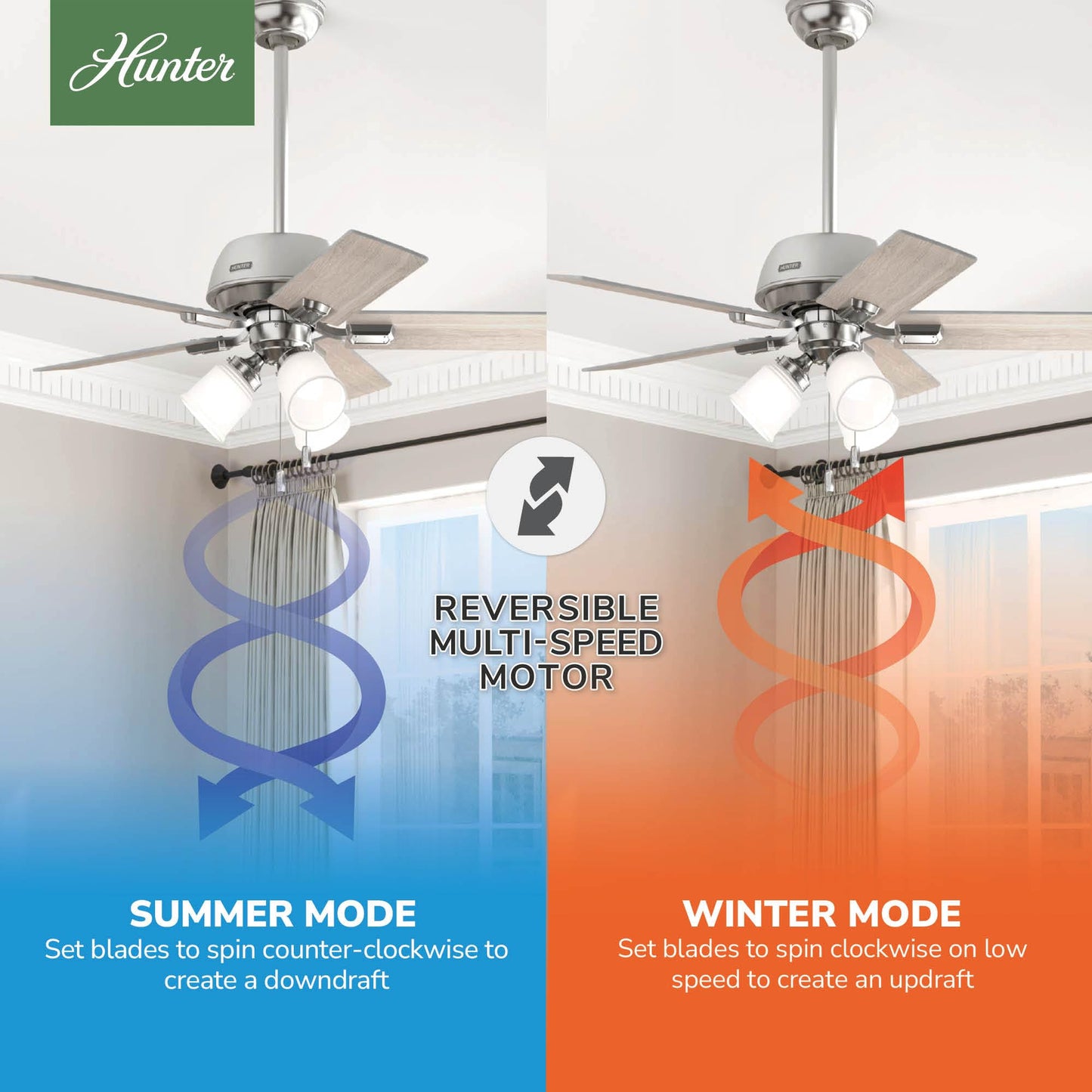 Hunter Crystal Peak, Indoor, Ceiling Fan, 5 Blades, 44 inch, Brushed Nickel