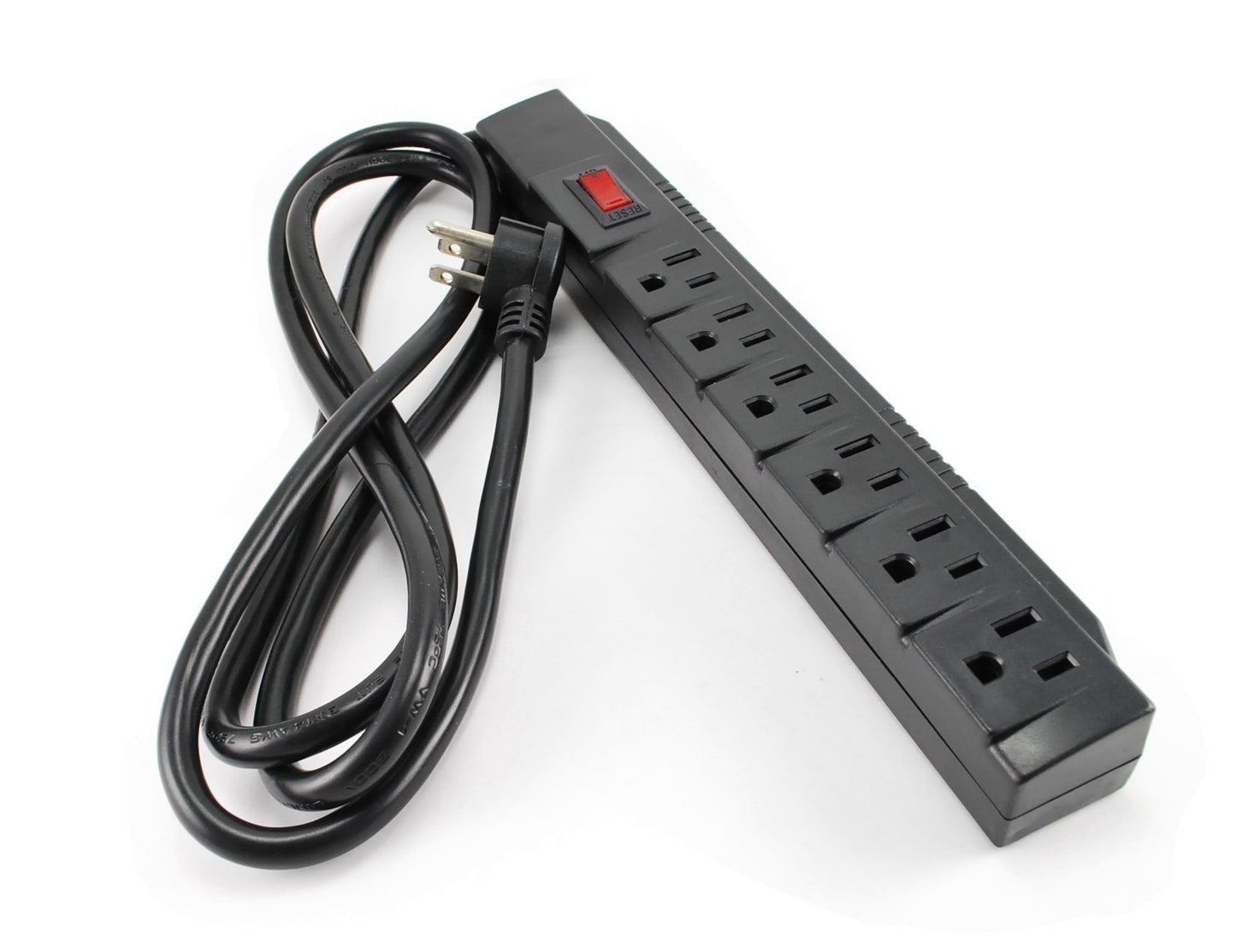 CablesOnline 6 Outlet Surge Strip, Horizontal, 250 Joules, (6 ft.) Cable, with Right Angle Plug