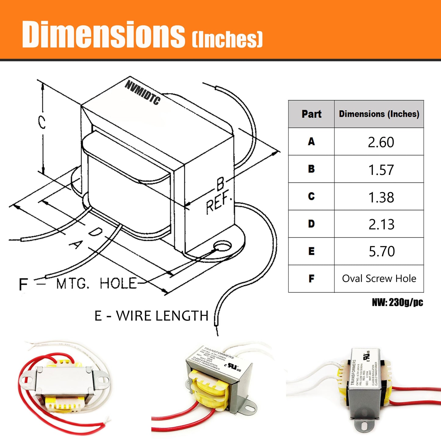 12V/10W AC/AC Power Transformer - 110V to 12V, 10VA, Single Phase, Step Down, 2 Yr Warranty