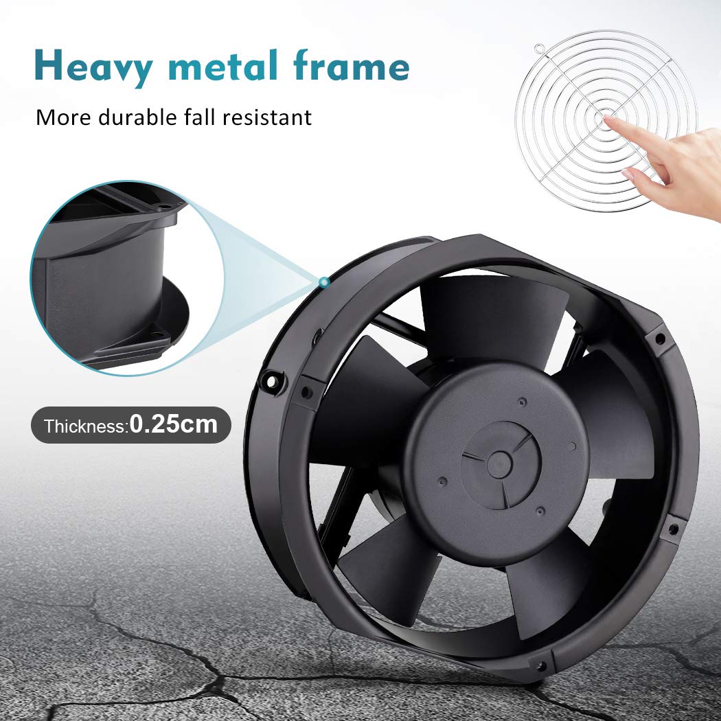 Wathai AC 110V 120V Axial Fan Big Airflow High Speed Dual Ball 172mm x 150mm x 51mm for DIY Cooling Ventilation Exhaust Projects For Server